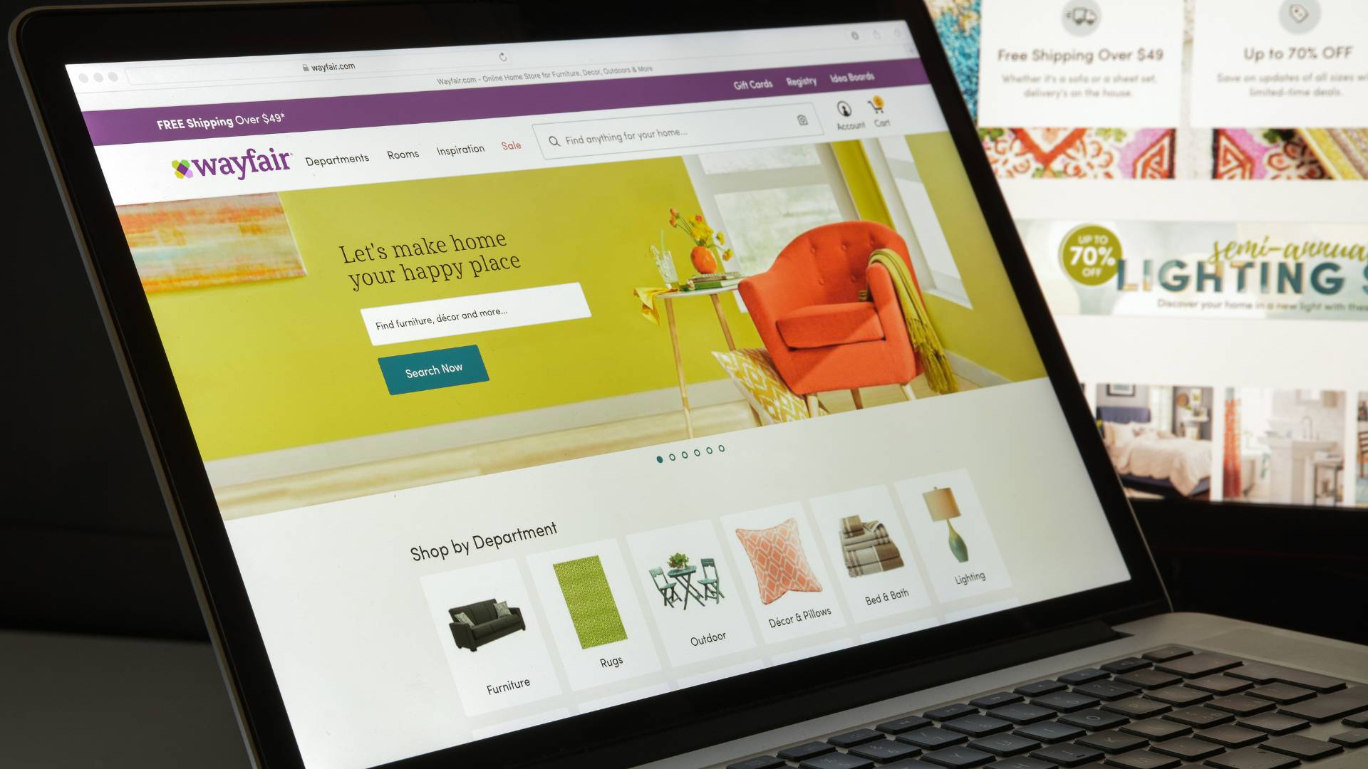 screenshot of wayfair website